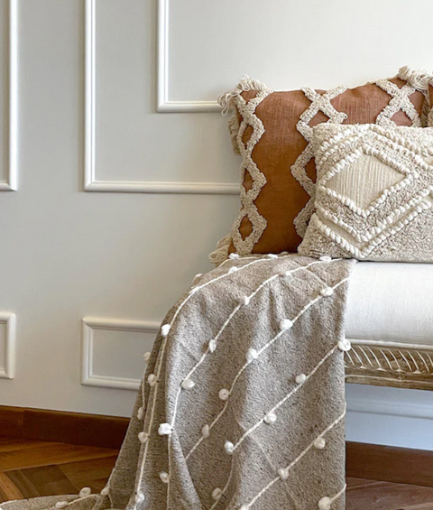 Powered by People Classic Bohemian Handcrafted Braided Boudoir Pillow - 12 x 20