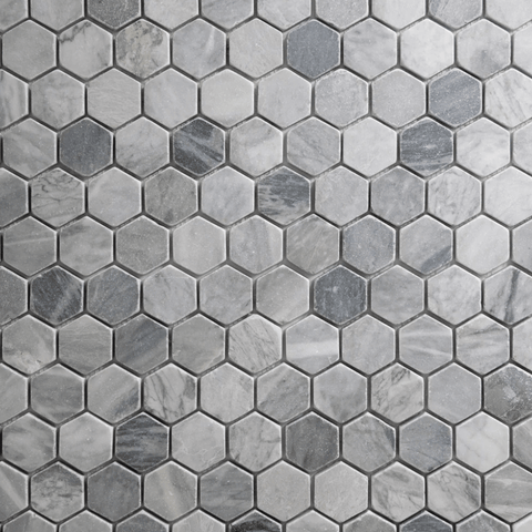 Bardiglio 2" Hexagon Tumbled Marble Tile