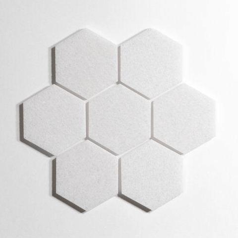 Crystal White 5" Honed Hexagon Marble Tile