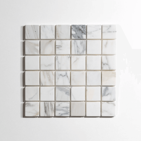Calacatta Honed 2"x2" Mosaic Marble Tile