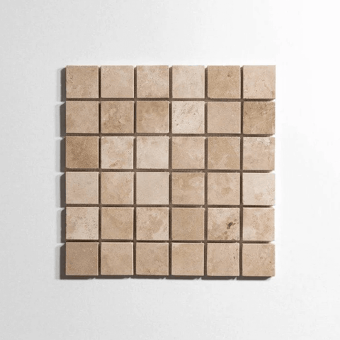 Durango 2" x 2" Tumbled Mosaic Marble Tile