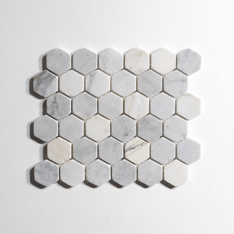 Antique Carrara Tumbled Hexagon Mosaic Marble Tile