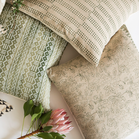 Filling Spaces Artful Traditionalist Organic Embroidery Lumbar Pillow - 18 x 18 - 20 x 20 - 22 x 22 - 24 x 24 - 26X 26 - 14 x 20 - 14 x 40 - 18 x 40 - 16 x 50