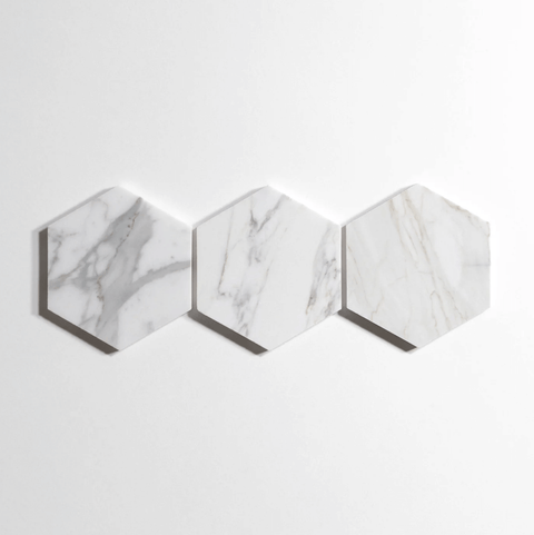 Calacatta 5" Hexagon Polished Marble Tile