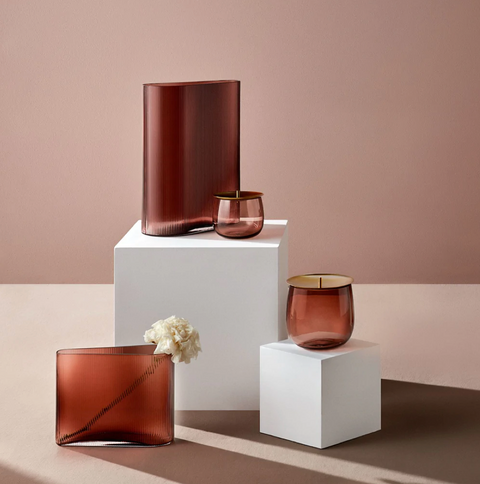 Contemporary Asymmetrical Table Vase in Caramel