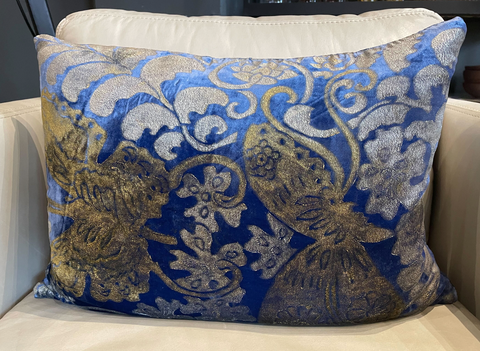 Artful Traditionalist Art Deco Velvet Animal Graphic Accent Pillow