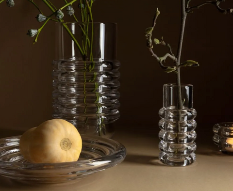 Decorating Essentials Contemporary Ribbed Glass Table Vase