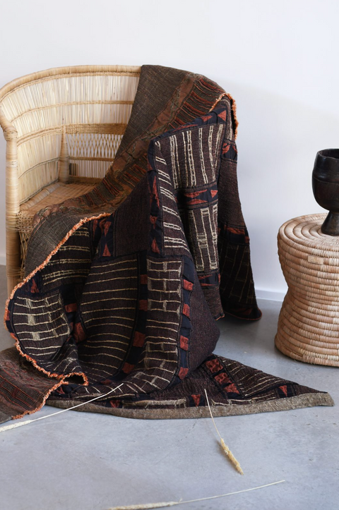 African Jacquard Bohemian Geometric Fringe Throw - 83 x 114