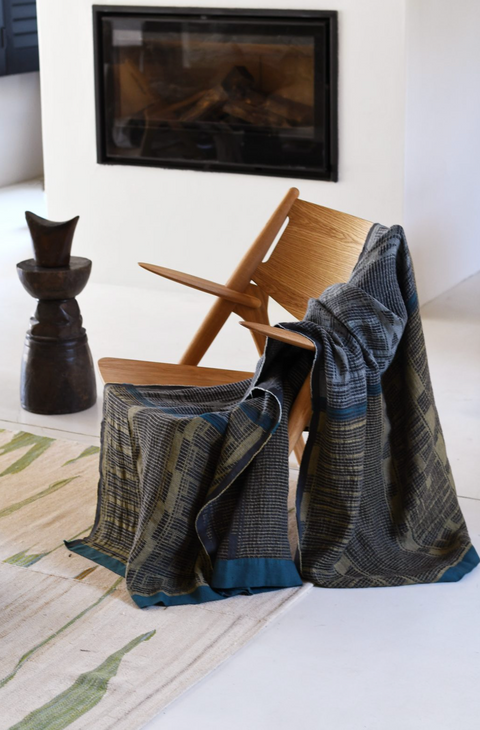 African Jacquard Bohemian Geometric Woven Linen Rectangle Throw - 53 x 79