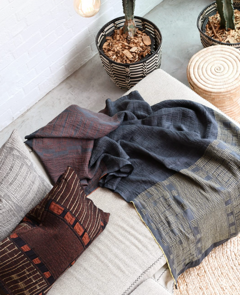 African Jacquard Bohemian Geometric Woven Linen Throw - 53 x 79