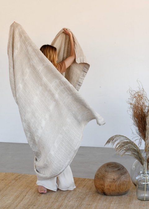 African Jacquard Bohemian Geometric Linen Rectangle Soft Throw - 53 x 106