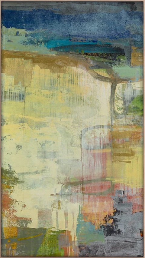 Ho'onanea Abstract Rectangle Print with Maple Frame Wall Art