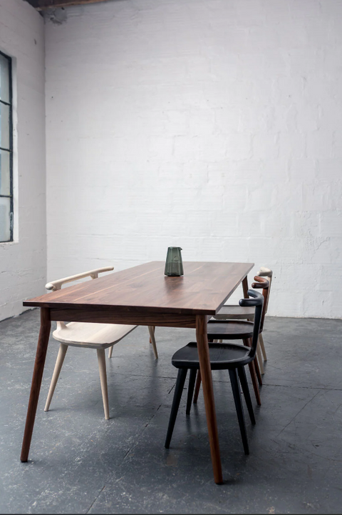 Fernweh Woodworking Minimalist Handcrafted Farm Dining Table with Splayed Legs - 72 W