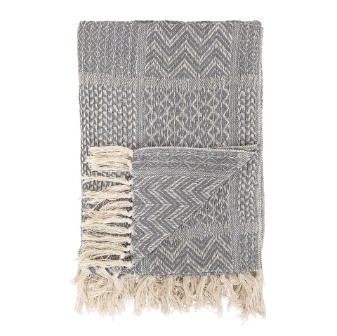 The Lifestyle Lab Scandinavian Knit Fringe Blanket with Chevron Pattern - 50 x 60