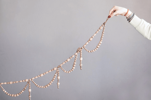 Paulownia Wood Bead Swag Garland, Brown 72"L