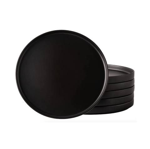 The Lifestyle Lab Everyday Modern Stoneware Matte Black Plate Set - Set of 4