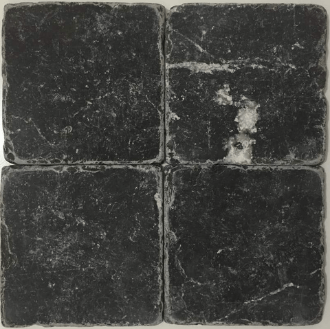 Taurus Black Tumbled Marble Tile 4"x 4"