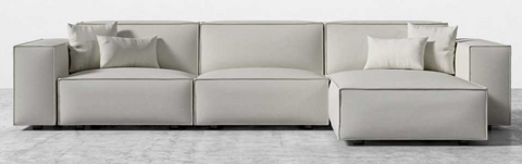 Porter Modern Chaise Sectional Sofa with Piping