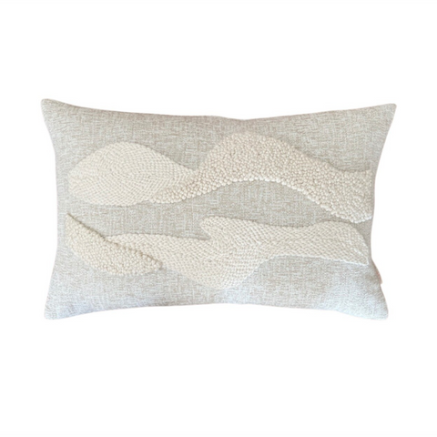 Artful Traditionalist Embroidered Lumbar Pillow in Contemporary Style