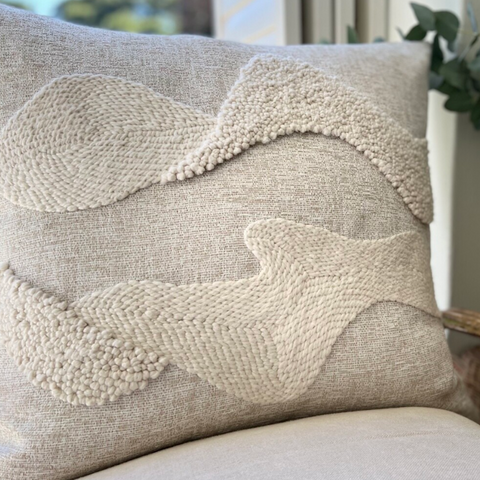 Artful Traditionalist Embroidered Lumbar Pillow in Contemporary Style