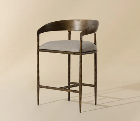 Timeless Minimalist Modern Upholstered Barrel Counter Stool