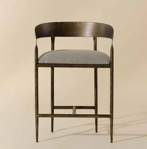 Timeless Minimalist Modern Upholstered Barrel Counter Stool