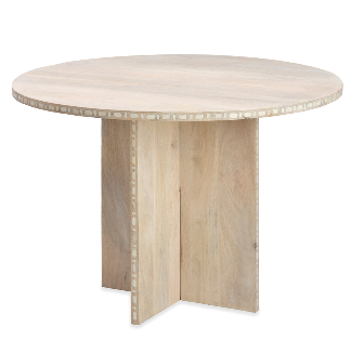 Sama Bistro Dining Table Artisan Crafted Bone Inlay Round Dining