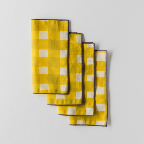 Powered by People Tabletop Essentials Gingham Cocktail Napkin - Set of 4