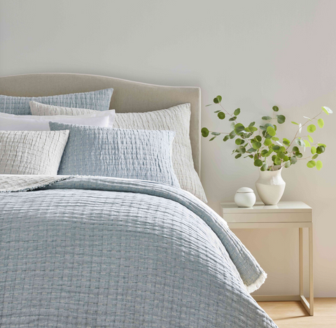 Modern Reversible Stitched Coverlet with Ruffles