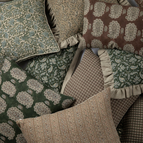 Filling Spaces Artful Traditionalist Bohemian Ruffled Boudoir Pillow - 18 x 18 - 20 x 20 - 22 x 22 - 24 x 24 - 26X 26 - 14 x 20 - 14 x 40 - 18 x 40 - 16 x 50