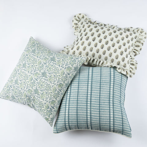 Filling Spaces Artful Traditionalist Hand Block Print Accent Pillow - 18 x 18 - 20 x 20 - 22 x 22 - 24 x 24 - 26X 26 - 14 x 20 - 14 x 40 - 18 x 40 - 16 x 50