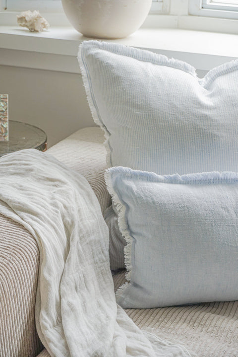 Anaya Scandinavian Monochromatic Linen Accent Pillow with Fringe - 14 x 20 - 20 x 20 - 26X 26