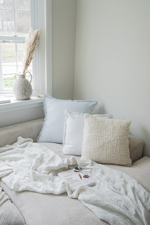 Anaya Classic Scandinavian Textured Linen Accent Pillow - 14 x 20 - 20 x 20 - 26X 26