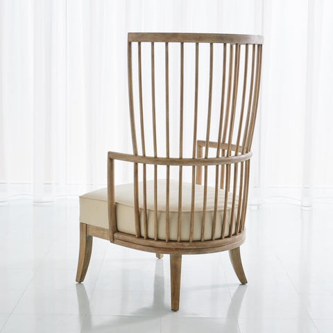 Artful Traditionalist Upholstered Slat Back Accent Chair