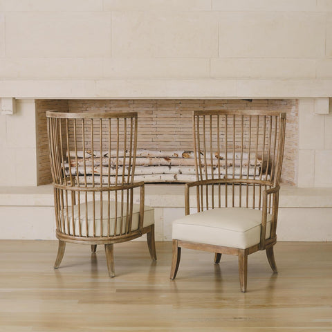 Artful Traditionalist Upholstered Slat Back Accent Chair