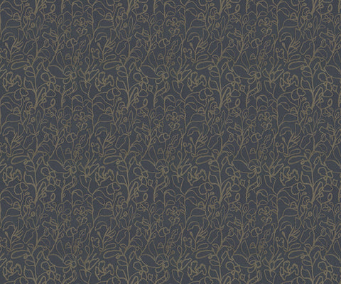 Artisan-Crafted Floral Fabric in Indigo - 136cm