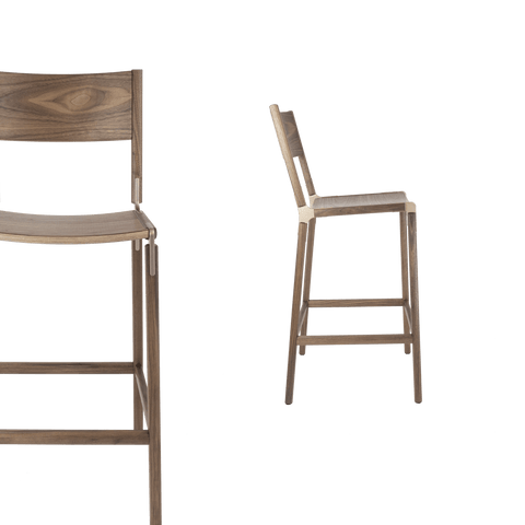 Timeless Minimalist Maple Slat Back Bar Stool