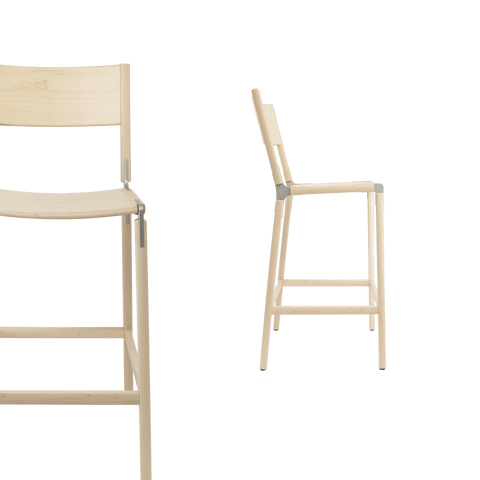 Timeless Minimalist Maple Slat Back Bar Stool