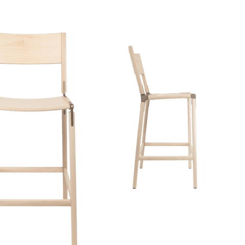 Timeless Minimalist Maple Slat Back Bar Stool