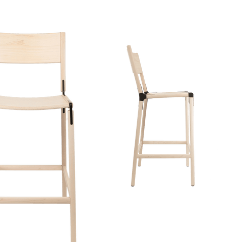 Timeless Minimalist Maple Slat Back Bar Stool