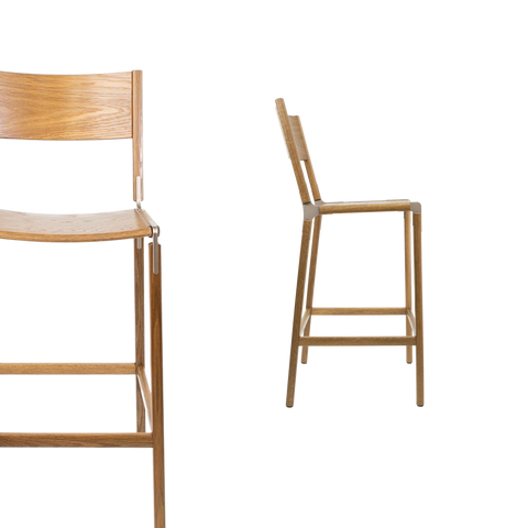 Timeless Minimalist Maple Slat Back Bar Stool