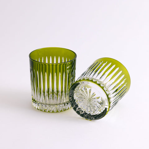 Linia Crystal Tumblers - Set of 2 in Olive Green
