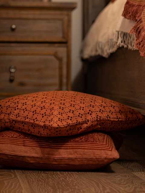 Powered by People Classic Bohemian Handcrafted Linen Symbol Pillow Cover - 20 x 20