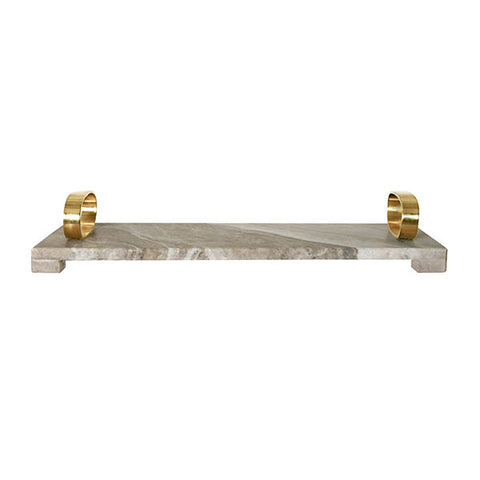 Modern Lipped Polished Marble Brass Serving Tray