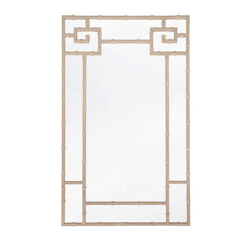 Organic Lacquered Bamboo Accent Wall Mirror for Living Room