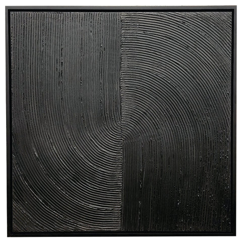 Double Acrylic Paint on Plastered Wood Panel - Black Wood Float Frame