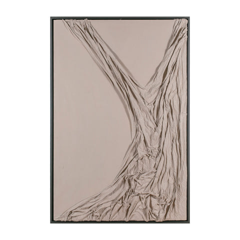 Raices Acrylic Paint Over Fabric on Plastered Wood Panel - Black Wood Float Frame