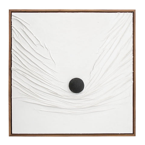 Niam A Acrylic Paint Over Fabric on Plastered Wood Panel - Natural Wood Float Frame