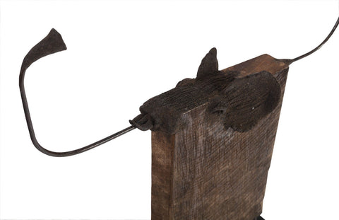 Bohemian Handcrafted Wood and Metal Figurative Sculpture