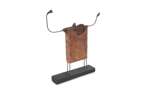 Bohemian Handcrafted Wood and Metal Figurative Sculpture